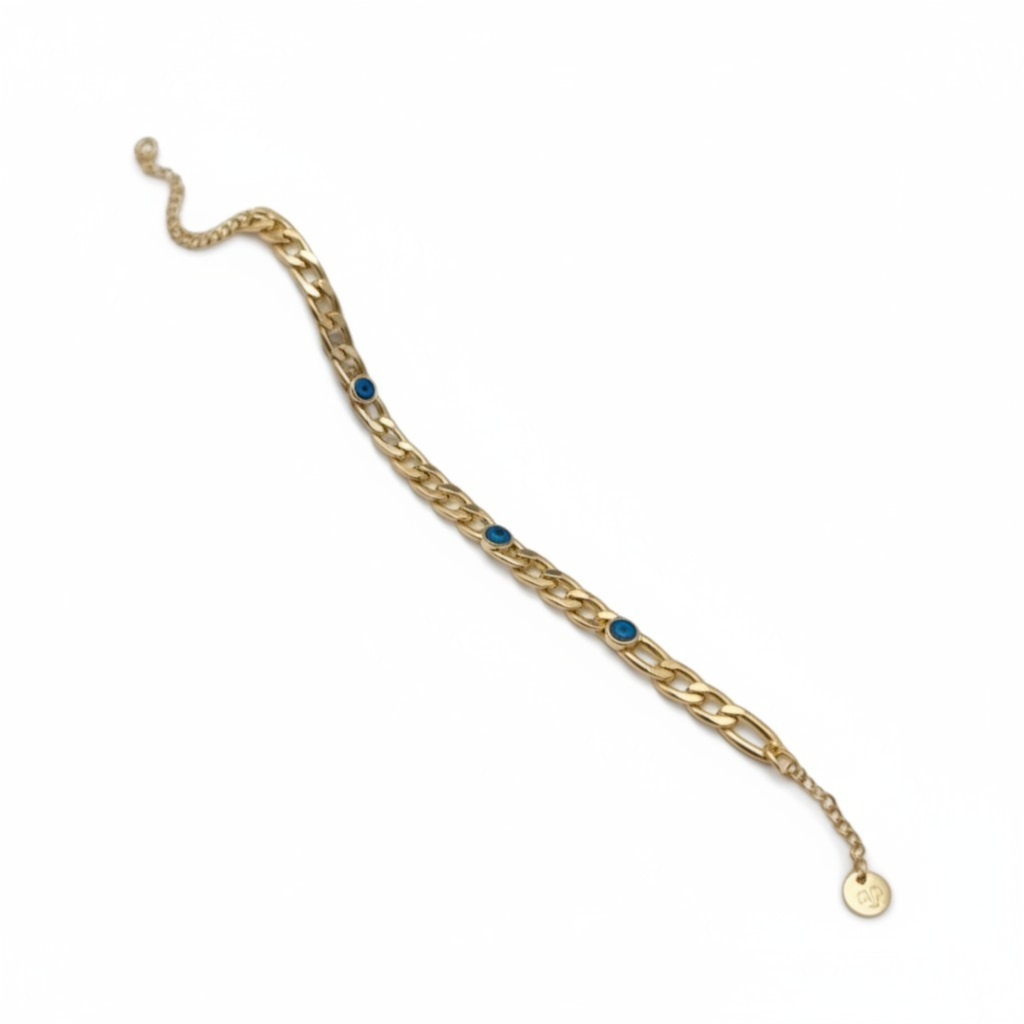 Stål Armband med Pansarkedja och Evil Eye Detaljer