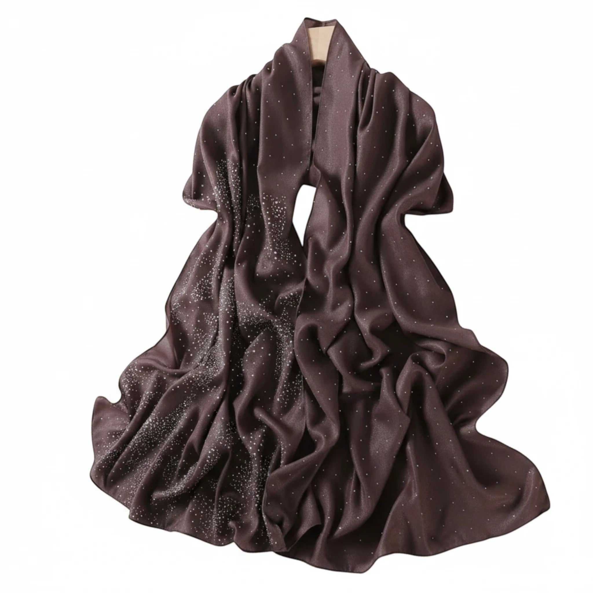MiRA grå sjal i polyester med diskreta glitterdetaljer för en elegant festlook.