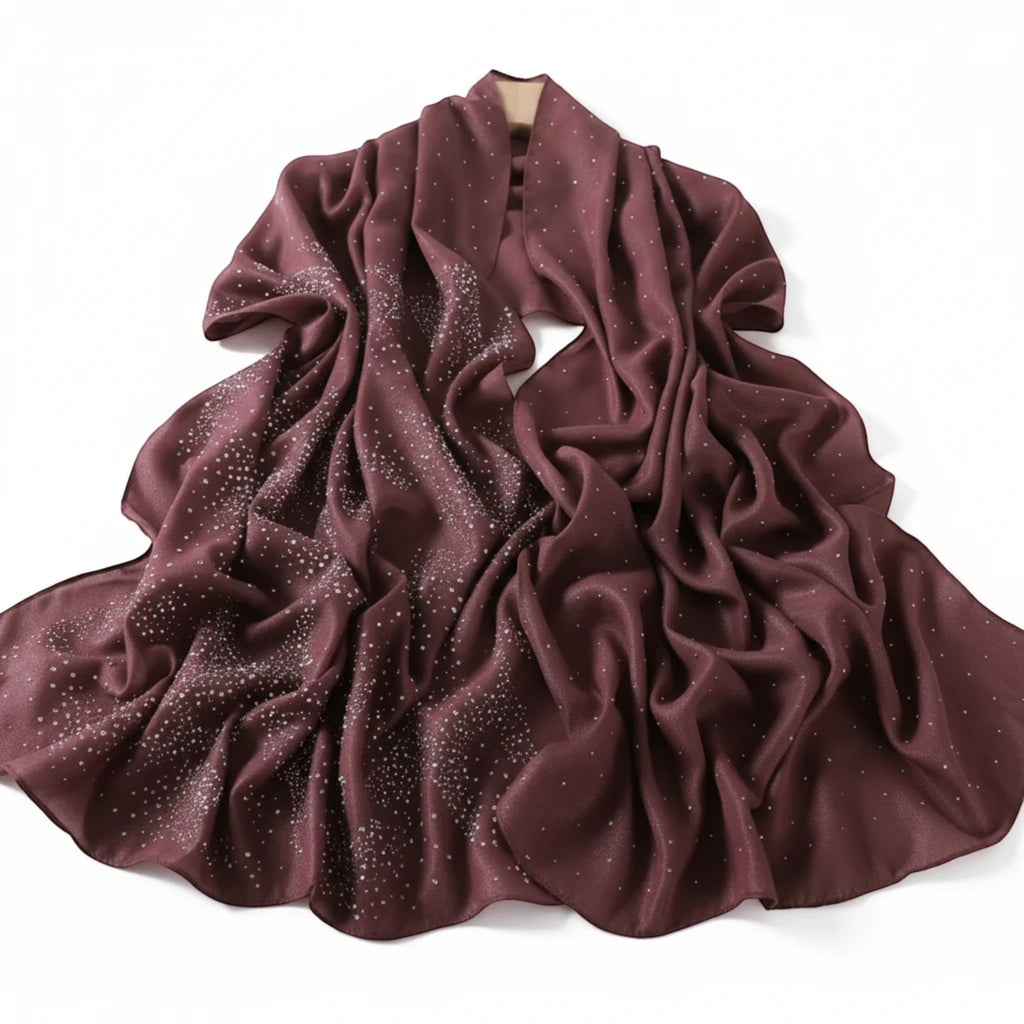 MiRA lila sjal i polyester med skimrande glitterdetaljer för en elegant och lyxig look.